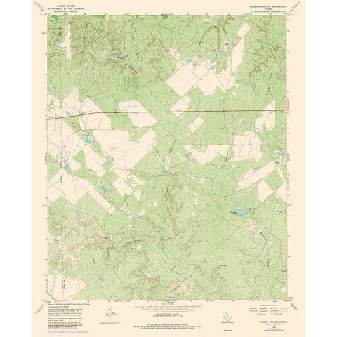 Cedar Mountain Texas Quad - USGS 1981 White Modern Wood Framed Art Print by USGS