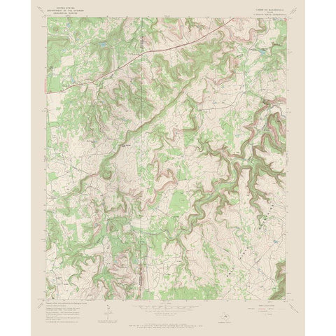 Caddo NE Texas Quad - USGS 1967 White Modern Wood Framed Art Print by USGS