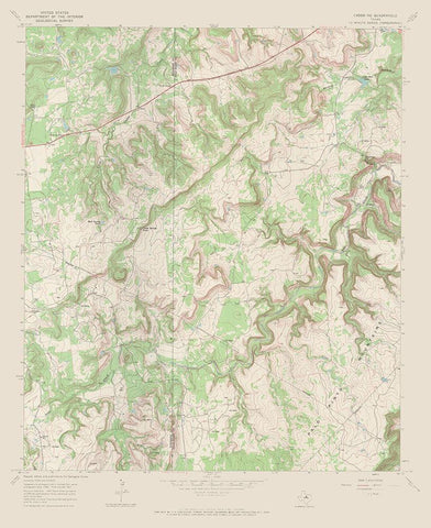 Caddo NE Texas Quad - USGS 1967 White Modern Wood Framed Art Print with Double Matting by USGS