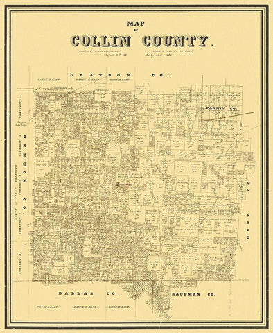 Collin Texas Landowner - Rosenberg 1861 White Modern Wood Framed Art Print with Double Matting by Rosenberg