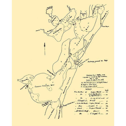 Corpus Christi Waterways - 1845 Black Modern Wood Framed Art Print by Unknown