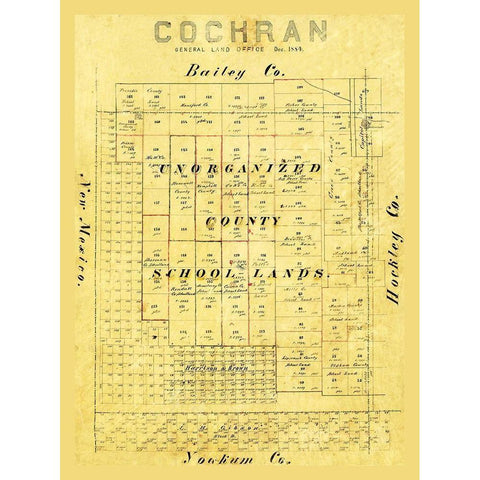 Cochran County Texas - 1884 White Modern Wood Framed Art Print by Unknown