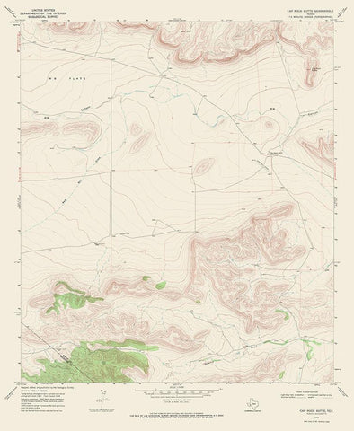 Cap Rock Butte Texas Quad - USGS 1968 Black Ornate Wood Framed Art Print with Double Matting by USGS