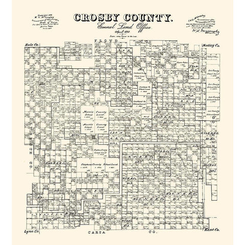 Crosby County Texas - McGaughey 1892 Black Modern Wood Framed Art Print by McGaughey