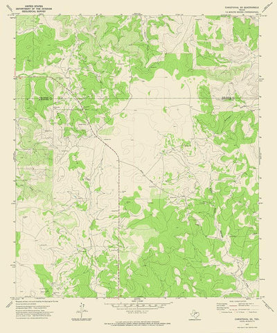 Christoval SE Texas Quad - USGS 1972 White Modern Wood Framed Art Print with Double Matting by USGS