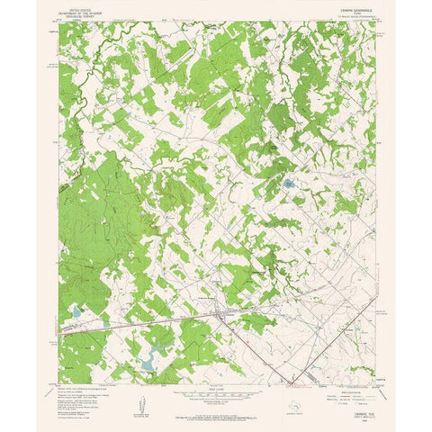 Carmine Texas Quad - USGS 1958 Gold Ornate Wood Framed Art Print with Double Matting by USGS