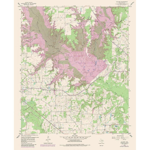 Calvary Texas Quad - USGS 1959 Gold Ornate Wood Framed Art Print with Double Matting by USGS