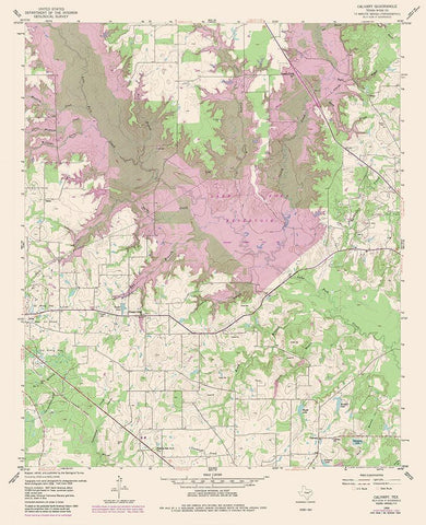 Calvary Texas Quad - USGS 1959 White Modern Wood Framed Art Print with Double Matting by USGS