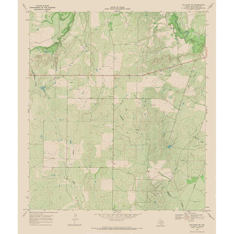 Calliham Texas Quad - USGS 1967 Black Modern Wood Framed Art Print with Double Matting by USGS