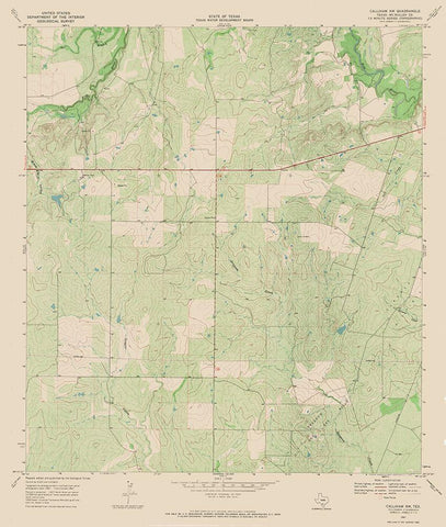 Calliham Texas Quad - USGS 1967 White Modern Wood Framed Art Print with Double Matting by USGS
