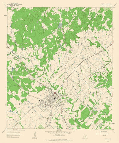 Caldwell Texas Quad - USGS 1961 Black Ornate Wood Framed Art Print with Double Matting by USGS