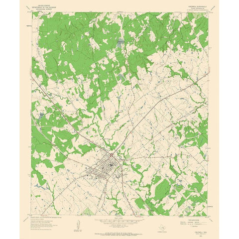 Caldwell Texas Quad - USGS 1961 White Modern Wood Framed Art Print by USGS