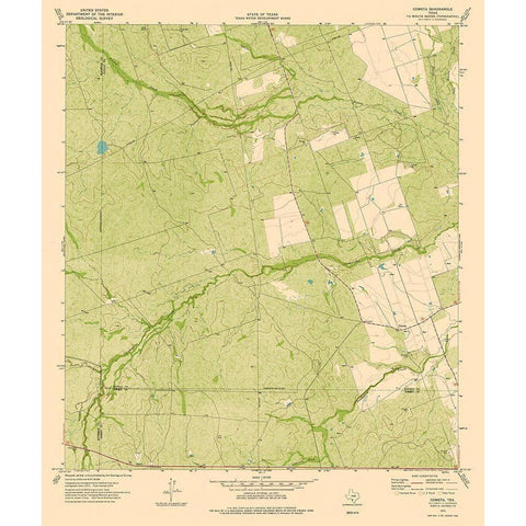 Cometa Texas Quad - USGS 1974 White Modern Wood Framed Art Print by USGS