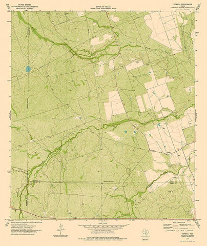 Cometa Texas Quad - USGS 1974 White Modern Wood Framed Art Print with Double Matting by USGS