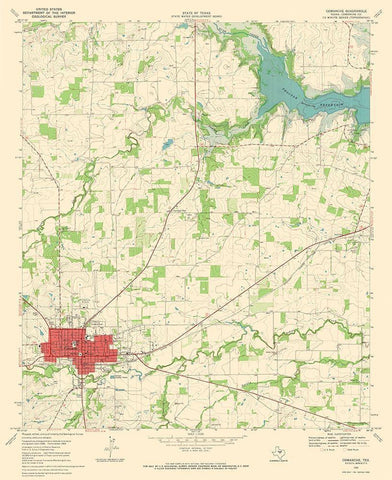 Comanche Texas Quad - USGS 1969 Black Ornate Wood Framed Art Print with Double Matting by USGS