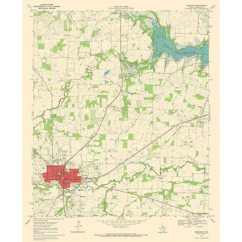 Comanche Texas Quad - USGS 1969 White Modern Wood Framed Art Print by USGS