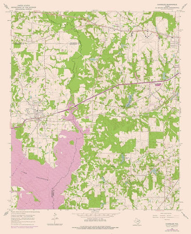 Chandler Texas Quad - USGS 1966 Black Ornate Wood Framed Art Print with Double Matting by USGS