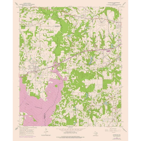 Chandler Texas Quad - USGS 1966 White Modern Wood Framed Art Print by USGS