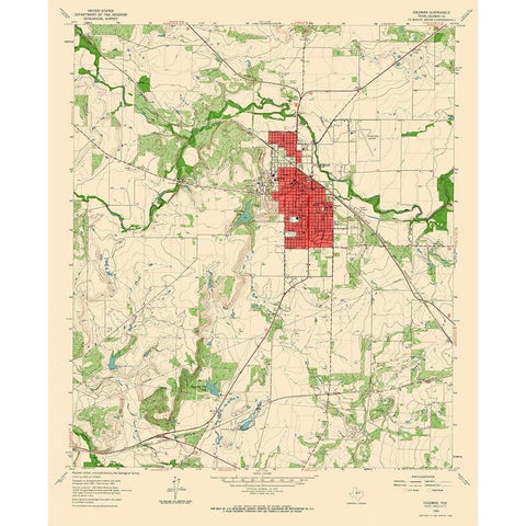 Coleman Texas Quad - USGS 1963 White Modern Wood Framed Art Print by USGS