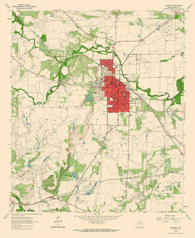 Coleman Texas Quad - USGS 1963 White Modern Wood Framed Art Print with Double Matting by USGS