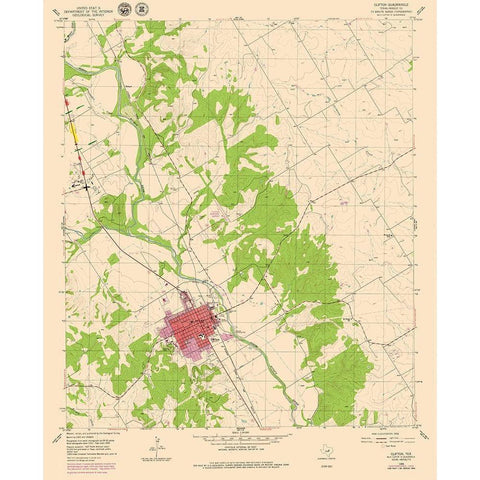 Clifton Texas Quad - USGS 1955 Gold Ornate Wood Framed Art Print with Double Matting by USGS