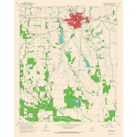 Clarksville Texas Quad - USGS 1964 White Modern Wood Framed Art Print by USGS