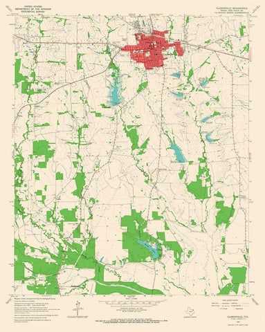 Clarksville Texas Quad - USGS 1964 White Modern Wood Framed Art Print with Double Matting by USGS