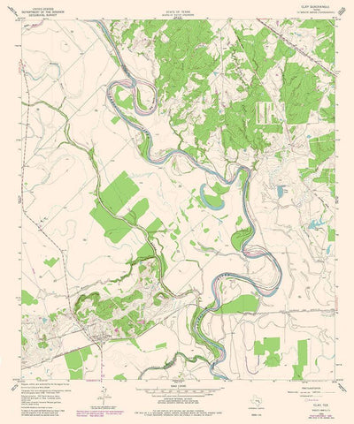 Clay Texas Quad - USGS 1980 White Modern Wood Framed Art Print with Double Matting by USGS