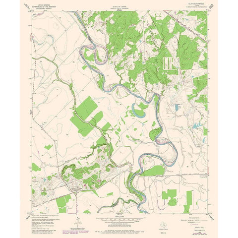 Clay Texas Quad - USGS 1980 White Modern Wood Framed Art Print by USGS