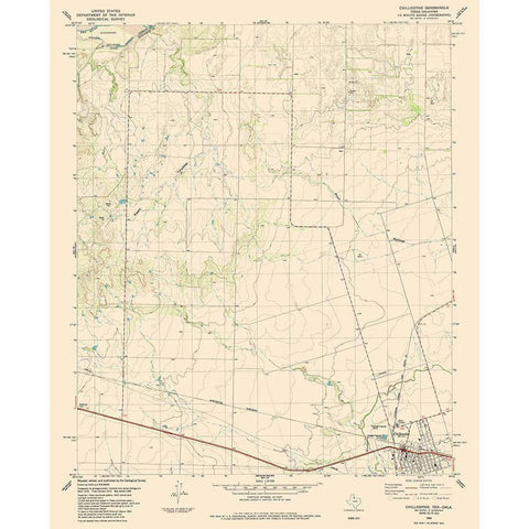 Chillicothe Texas Quad - USGS 1984 White Modern Wood Framed Art Print by USGS