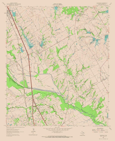 Chatfield Texas Quad - USGS 1961 Black Ornate Wood Framed Art Print with Double Matting by USGS