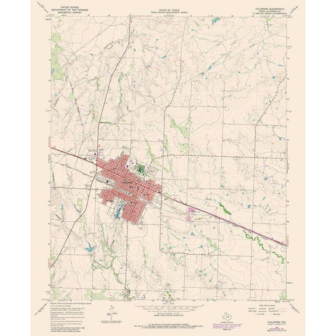 Childress Texas Quad - USGS 1981 Gold Ornate Wood Framed Art Print with Double Matting by USGS