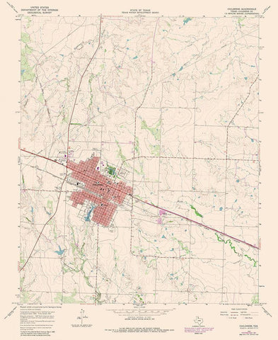 Childress Texas Quad - USGS 1981 White Modern Wood Framed Art Print with Double Matting by USGS