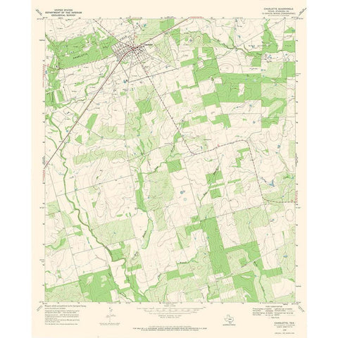 Charlotte Texas Quad - USGS 1968 Gold Ornate Wood Framed Art Print with Double Matting by USGS