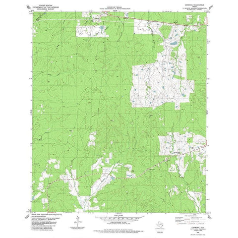 Carmona Texas Quad - USGS 1984 White Modern Wood Framed Art Print by USGS