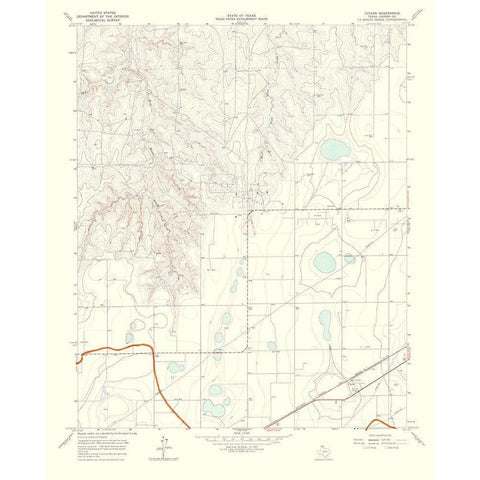 Cuyler Texas Quad - USGS 1967 White Modern Wood Framed Art Print by USGS