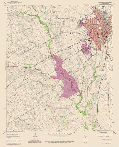 Cleburne West Texas Quad - USGS 1978 White Modern Wood Framed Art Print with Double Matting by USGS