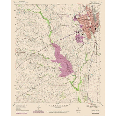 Cleburne West Texas Quad - USGS 1978 White Modern Wood Framed Art Print by USGS