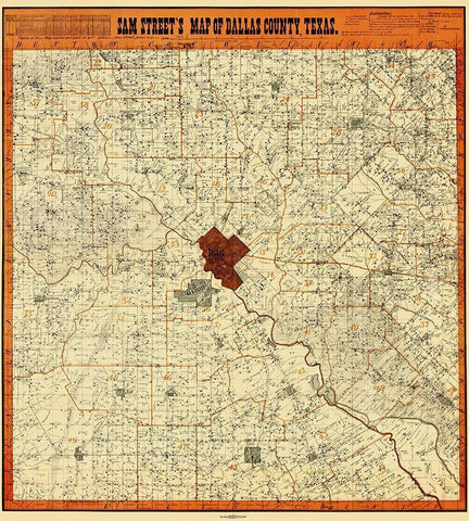 Dallas Texas Landowner - Street 1902 Black Ornate Wood Framed Art Print with Double Matting by Street