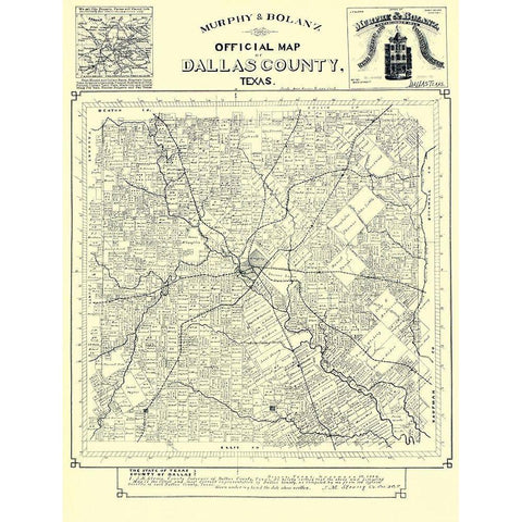 Dallas Texas Landowner - Murphy 1886 Gold Ornate Wood Framed Art Print with Double Matting by Murphy