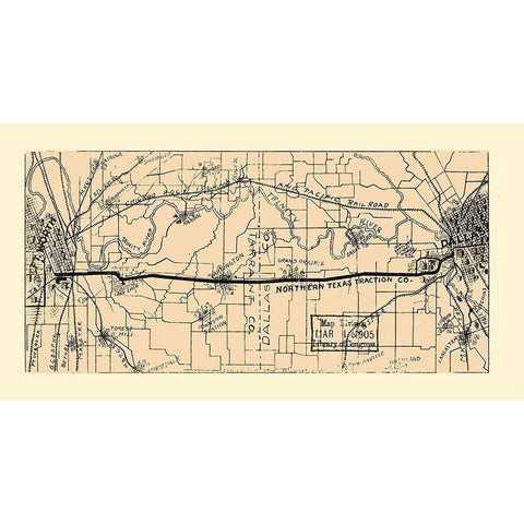 Dallas  Tarrant Texas - LOC 1905 Black Modern Wood Framed Art Print by LOC