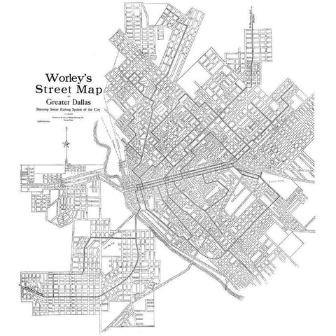 Dallas Texas - Worley 1909 Black Modern Wood Framed Art Print with Double Matting by Worley