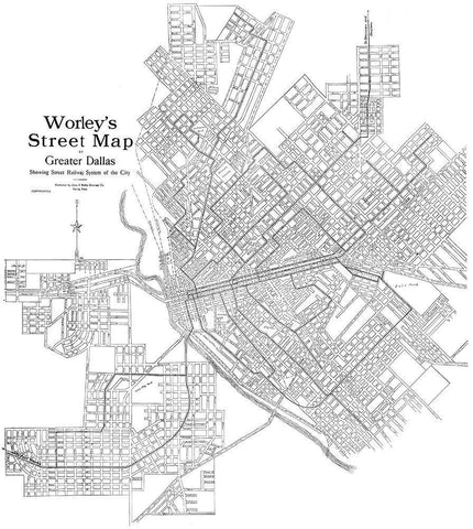 Dallas Texas - Worley 1909 Black Ornate Wood Framed Art Print with Double Matting by Worley