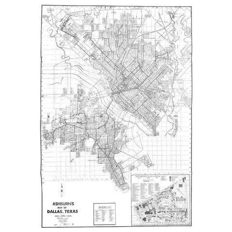 Dallas Texas - Ashburn 1936 Gold Ornate Wood Framed Art Print with Double Matting by Ashburn