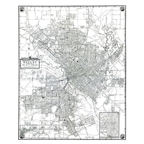 Dallas Texas - Ashburn 1942 White Modern Wood Framed Art Print by Ashburn