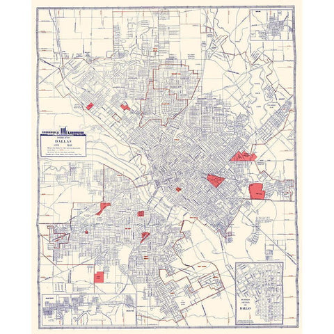 Dallas Texas - Ashburn 1947 Black Modern Wood Framed Art Print with Double Matting by Ashburn