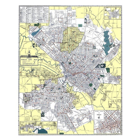 Dallas Texas - Ashburn 1948 Black Modern Wood Framed Art Print with Double Matting by Ashburn