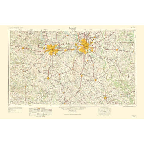 Dallas Texas Quad - USGS 1963 Gold Ornate Wood Framed Art Print with Double Matting by USGS