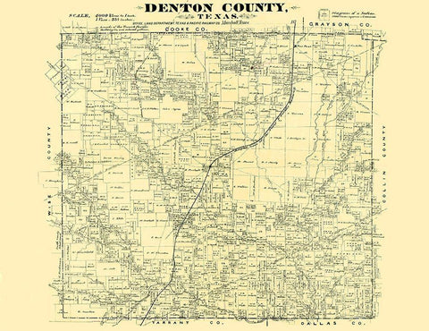 Denton Texas - Land Office 1878 Black Ornate Wood Framed Art Print with Double Matting by Land Office