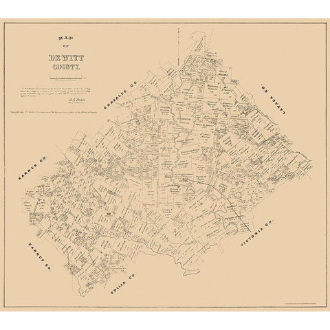 DeWitt County Texas - Walsh 1881  Black Modern Wood Framed Art Print by Walsh